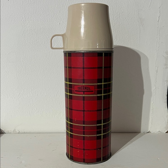 Thermos Other - VINTAGE 1970s Thermos Red Plaid Bottle with Beige Lid